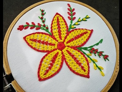 Hand Embroidery - Raised Chain Stitch Flower Embroidery | Flower Embroidery For Beginners