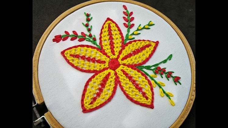 Hand Embroidery - Raised Chain Stitch Flower Embroidery | Flower Embroidery For Beginners