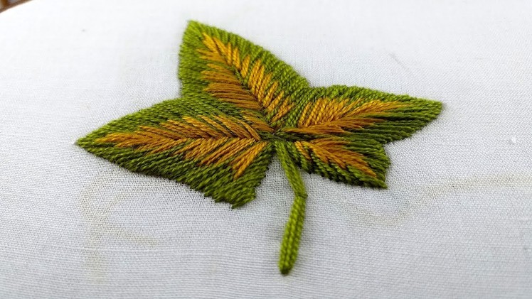 Hand embroidery Satin leaf stitch design | Leaf design tutorial