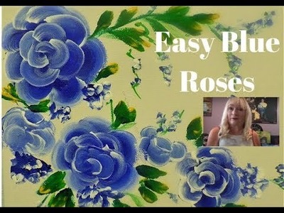How to Paint Easy BLUE ROSES  Acrylic Painting for Beginners Step by Step