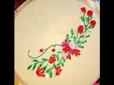 Ribbon Work: Ribbon Embroidery Designs on Dresses, Hand Made Embroidery Ribbon Work