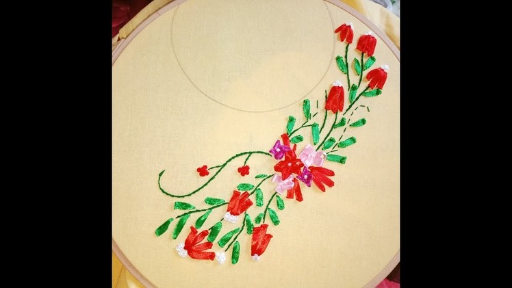 Ribbon Work: Ribbon Embroidery Designs on Dresses, Hand Made Embroidery Ribbon Work