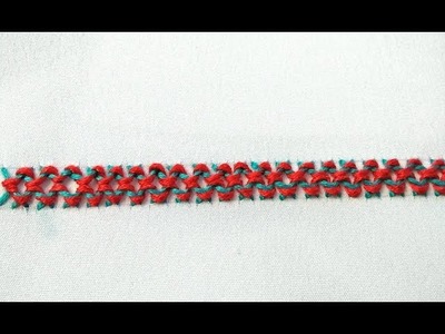 Threaded Herringbone Stitch - Hand Embroidery For Beginners | Interlaced Herringbone Stitch Designs