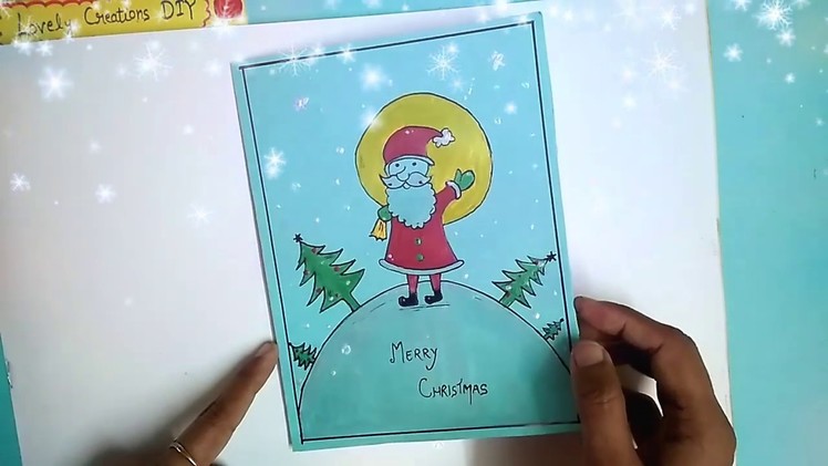 Attractive santa ???? card for Christmas ll easy card idea with acrylic colors for kids ll lovely DIY