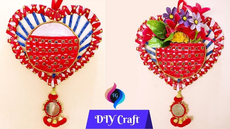 Best Out Of Waste Wall Hanging Flower Vase - Waste Material Craft - Wall Decorations Idea