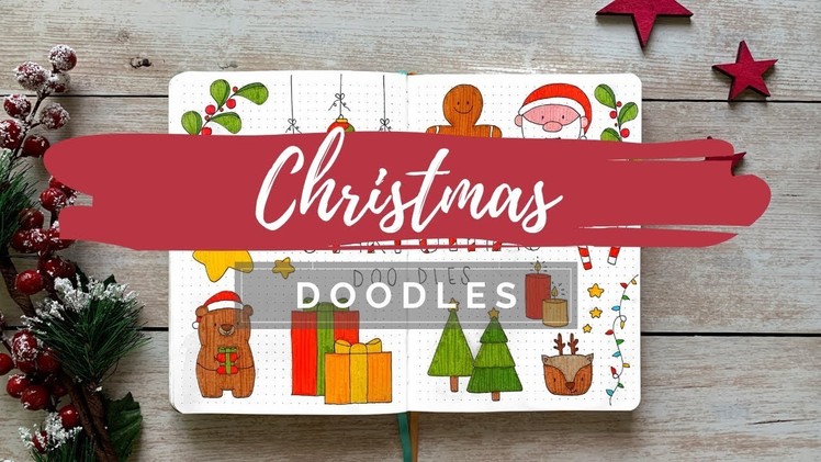 CHRISTMAS DOODLES | Draw With Me | BUJOANDCOOKIES