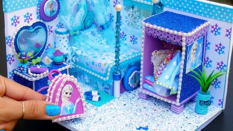 DIY Miniature Doll Bedroom for Disney Frozen Elsa