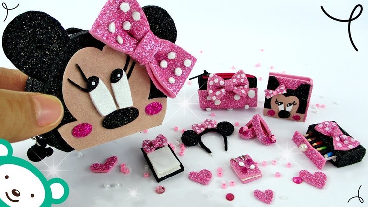 DIY Miniature Minnie Mouse School Supplies - NO SEW DIY - Disney Minnie Mouse Bowtique