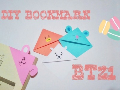 DIY school supplies Bookmark BTS BT21 | DIY pembatas buku bt21
