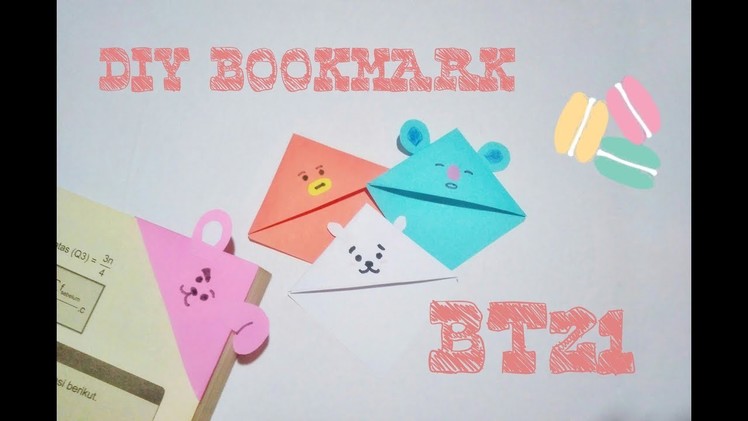 DIY school supplies Bookmark BTS BT21 | DIY pembatas buku bt21