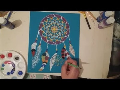 Dot Painting with Artist Janette Oakman 27 Dreamcatcher Pointillism Symmetric Art