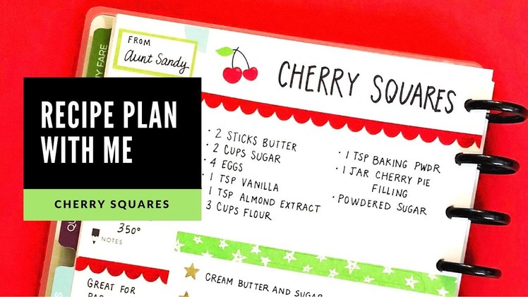 Happy Planner. Recipe Plan with Me. Cherry Squares