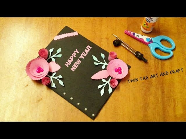 New year greeting card|| How to make greeting card for new year||Beautiful Handmade Greeting Card.