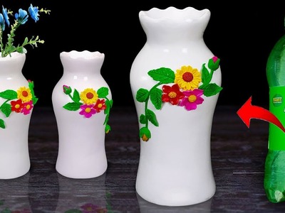 Stylist flower vase making at home. Plastic bottle flower vase