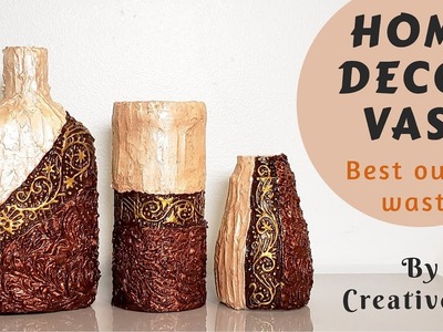 Decorative Vase.Bottle art.Best out of waste.art and craft.Home decor