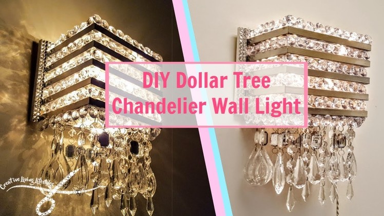 DIY Dollar Tree Chandelier Wall Light | Wall Sconce | DIY Wall Decor | Wall Lamp | Light Fixture |