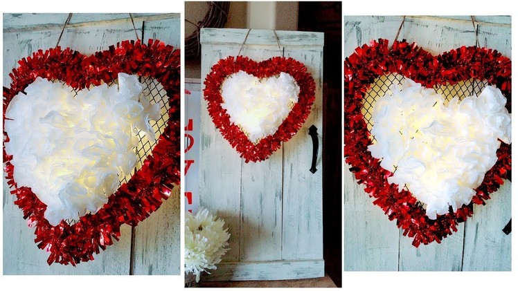 DIY Dollar Tree Illuminating Floral Heart | Valentine's Day Home Decor