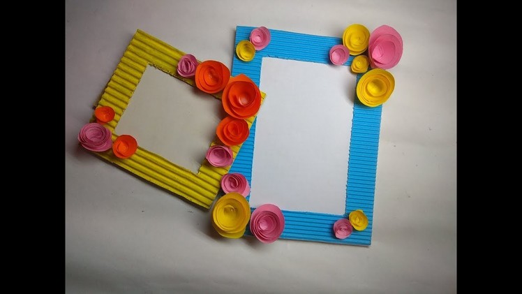 DIY. How to make photo frame at home.Cardboard photo frame. Best out of waste. DIY photo frame