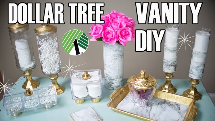DOLLAR TREE DIY BATHROOM DECOR ⭐ MARBLE BATHROOM VANITY