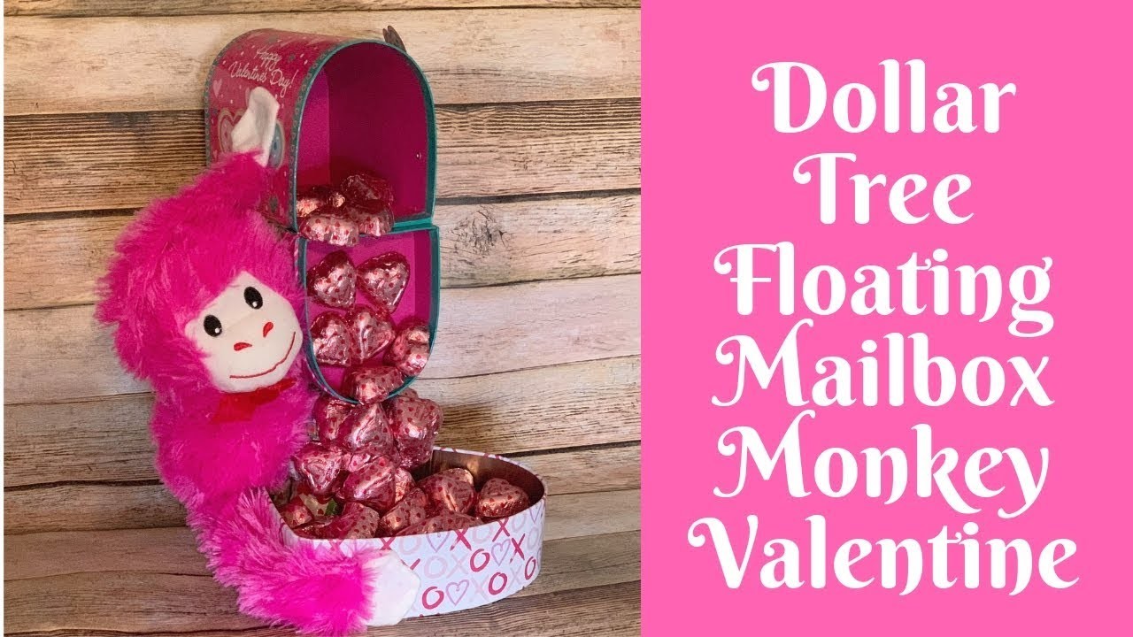 Dollar Tree Valentines Day Crafts: Dollar Tree Floating Mailbox Monkey