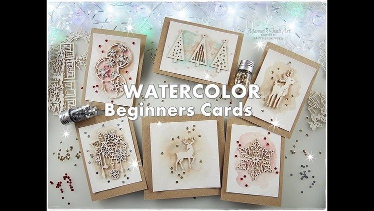 Easy Eco Watercolor Chipboards Christmas Cards for Beginners ♡ Maremi's Small Art ♡