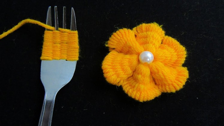 Hand Embroidery Amazing Trick, Easy Flower Embroidery Trick with Fork, Sewing Hack