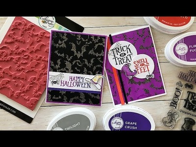 Hand Made Halloween Card with Glitter Embossing and Coloring Stamped Images