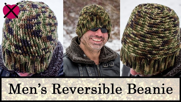 Men's Reversible Crochet Beanie