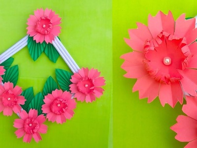 THE PAPER WALL HANGING DECORATION FLOWERS - PAPER WALL HANGING CRAFTS IDEAS - DIY HANGING FLOWERS