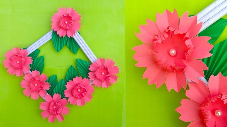 THE PAPER WALL HANGING DECORATION FLOWERS - PAPER WALL HANGING CRAFTS IDEAS - DIY HANGING FLOWERS