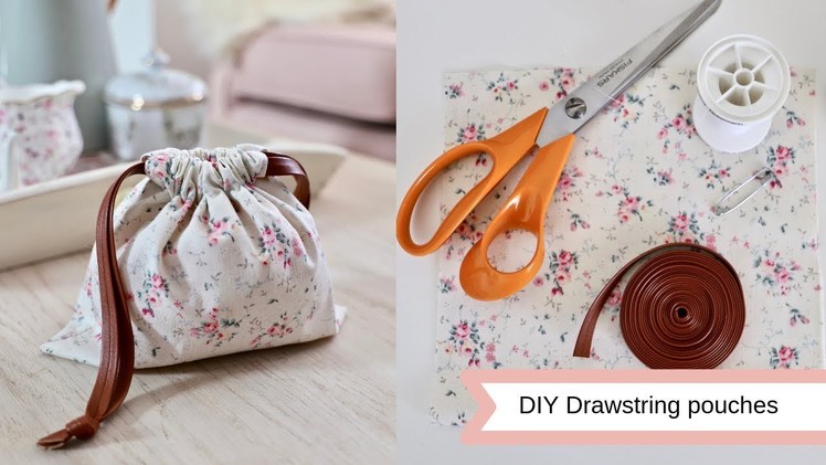 DIY drawstring pouches, easy sew.