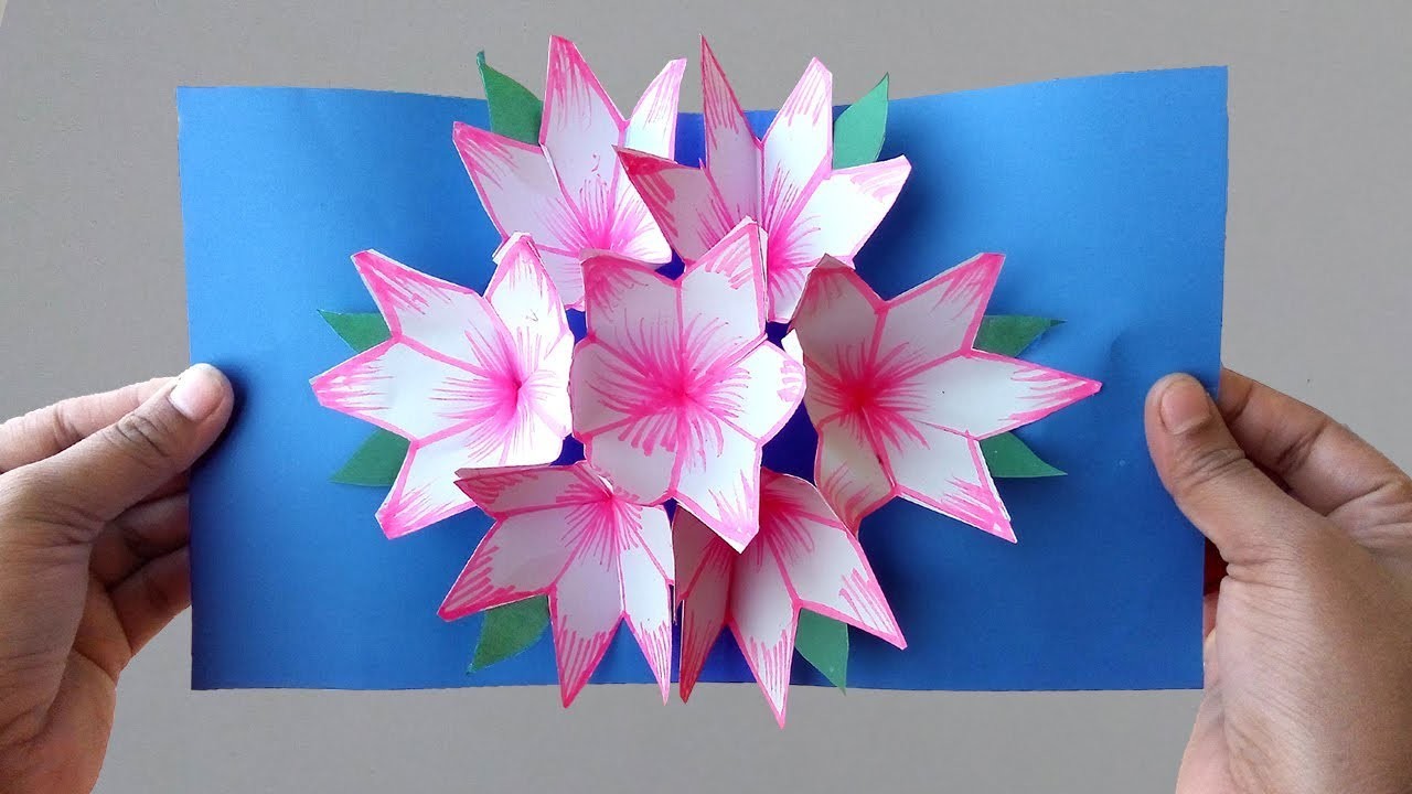 Diy How To Make Paper Flower Pop Up Card Easy Step By Step 2 Lovely Easy Crafts