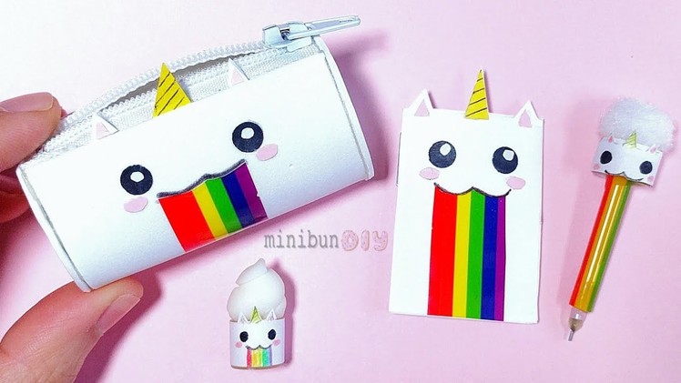DIY Miniature Unicorn Rainbow School Supplies! BACK TO SCHOOL!