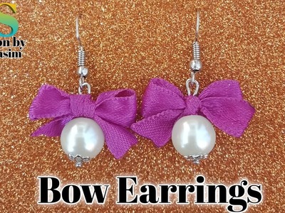 DIY pearl & Bow earrings || how to make bow Earrings