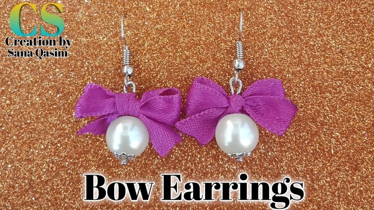 DIY pearl & Bow earrings || how to make bow Earrings