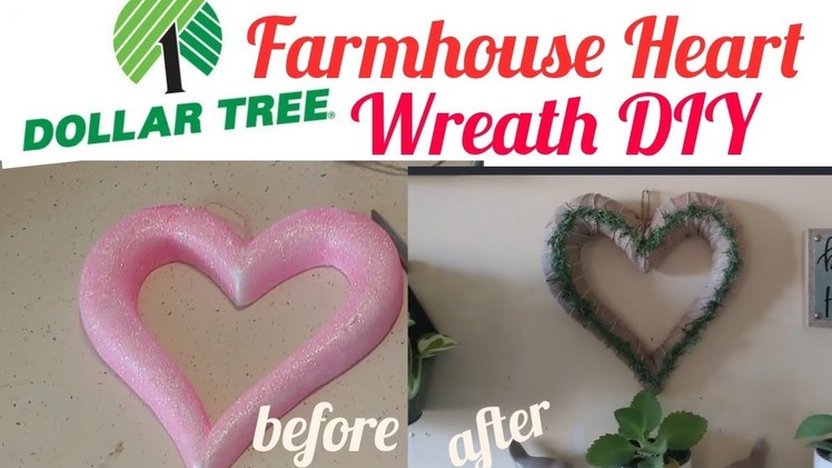 Dollar Tree Valentine's Farmhouse Neutral Heart Wreath  DIY