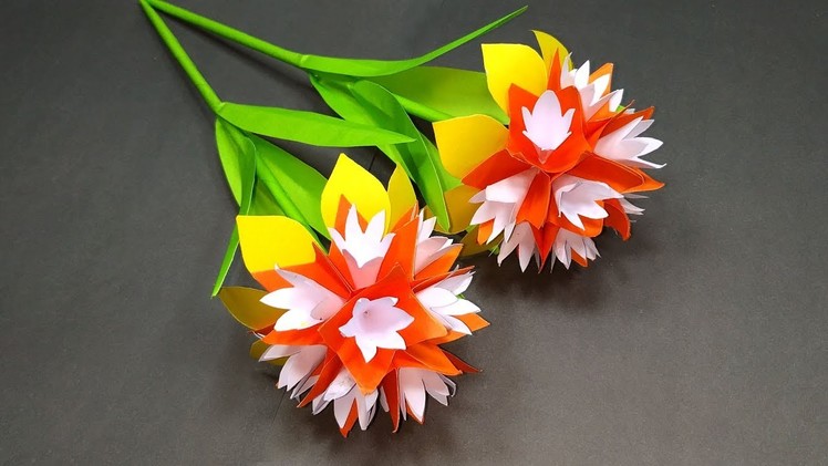 Handcraft: Paper Stick Flower Making | DIY Beautiful Handcraft with Paper | Jarine's Crafty Creation
