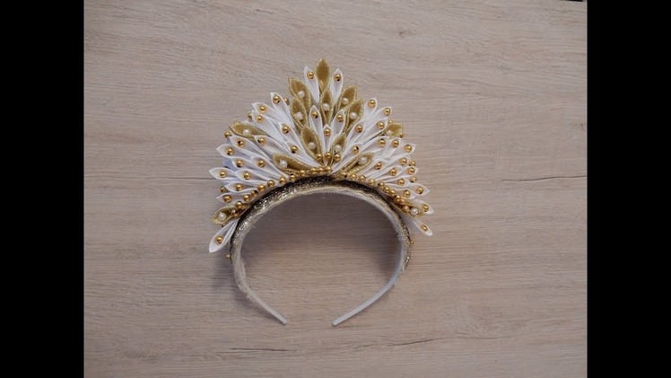 How to make a ribbon crown Christmas DIY Kanzashi Crown MK