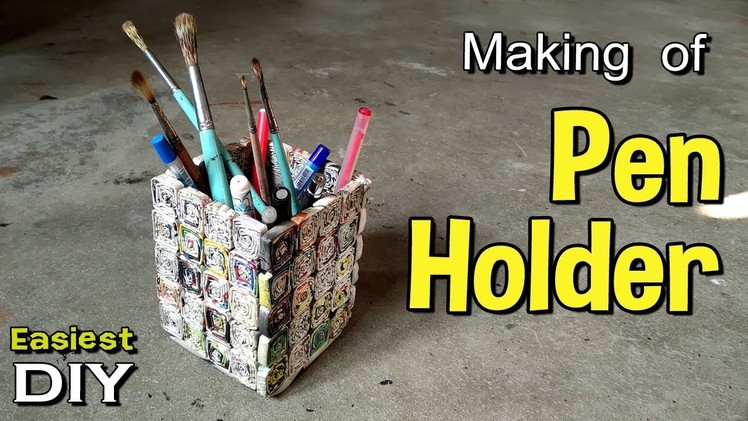 Making of Pen Holder or Pen Stand or Organizer with old newspaper | Newspaper crafts