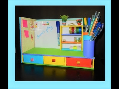 Simple Table Organizer From Cardboard || Desktop organizer DIY || Back to school craft