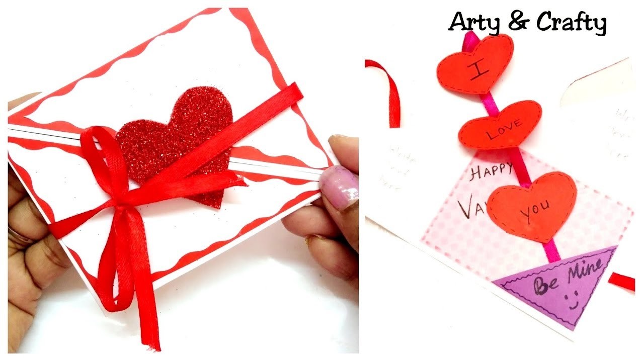 Beautiful Handmade Valentine's Day Card. DIY Greeting Card for Valentine's Day.Scrapbook Card Idea