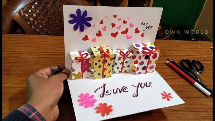 DIY Cute gift box pop up  Card | Handmade Pop Up Card for Valentine's Day