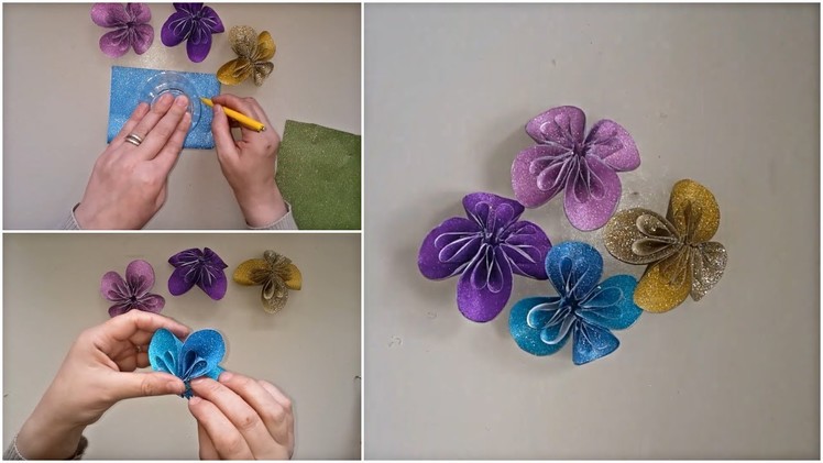 DIY Glitter Foam Sheet Cute Flowers (Very Easy)