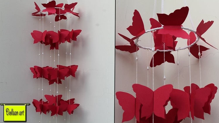DIY-paper wall Hanging craft ideas | DIY Beautiful wind chime for room Decoration