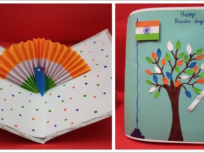 Greeting card idea for Republic day.Independence day,Republic day craft ideas,DIY Paper Peacock Card