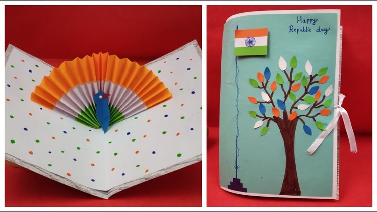 Greeting card idea for Republic day.Independence day,Republic day craft ideas,DIY Paper Peacock Card