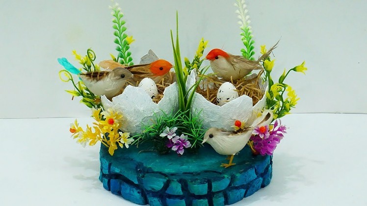 How to Make Birds Nest Craft Using Balloon & Newspaper | DIY Birds Nest Home Décor Craft
