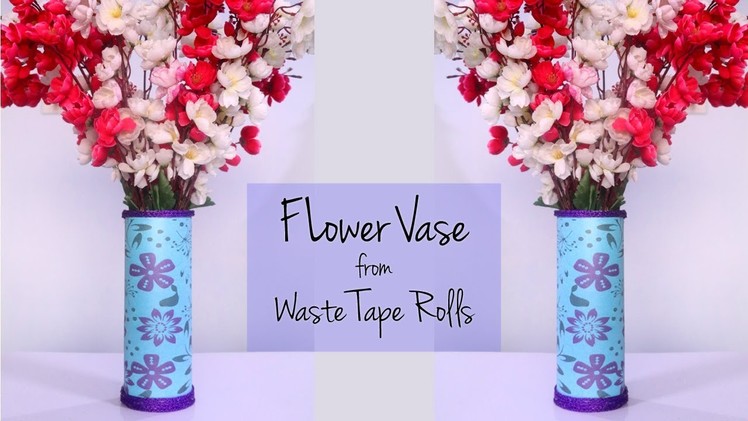 How to make Flower Vase | Recycled Materials Craft Ideas | Tape Roll Craft