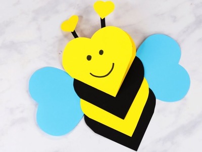 How to Make Heart Shaped Bee Valentines Day Craft for Kids