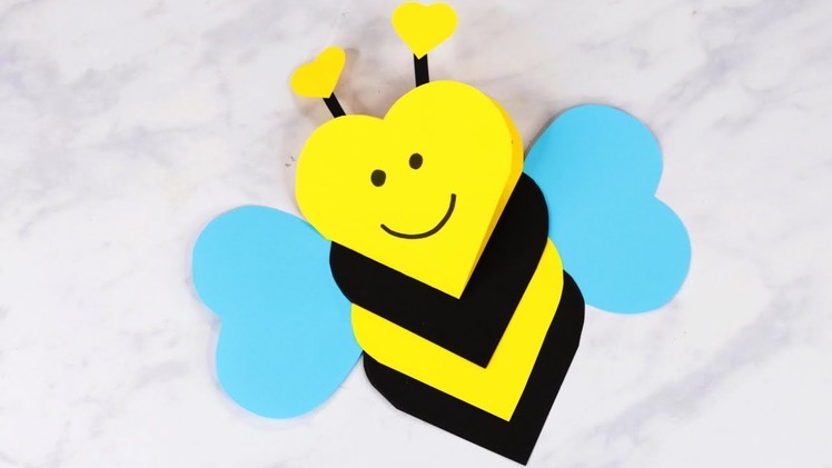 How to Make Heart Shaped Bee Valentines Day Craft for Kids